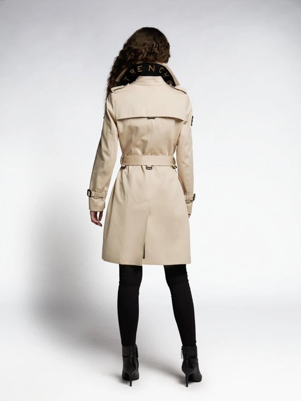 TRENCH LONDON Queen Classic Trench Coat (Stone/Black/Gold) - Picture 3 of 16